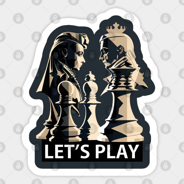 Chess Game Pieces - Let's Play Sticker by Bondoboxy